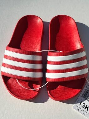 Adidas Adilette Unisex Red Slide Sandal Flip Flop - Youth Kids 13C / 13K
